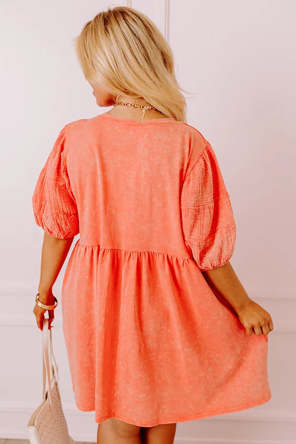 Casual Coffee Date Mineral Wash Dress in Coral Curves sold by Impressions product image thumbnail 3