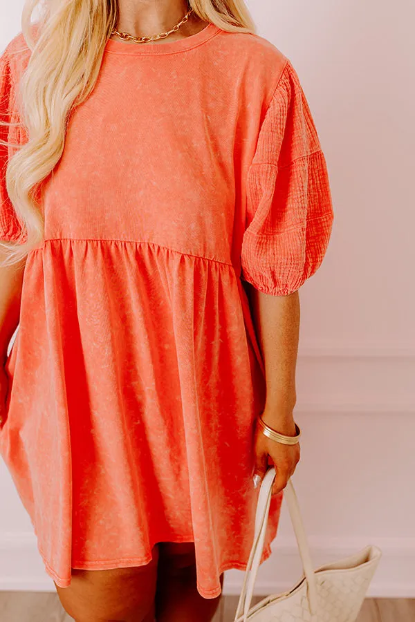 Casual Coffee Date Mineral Wash Dress in Coral Curves sold by Impressions product image thumbnail 4