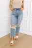 Lovervet Callie High Waist Distressed Ankle Flare Curves sold by Impressions