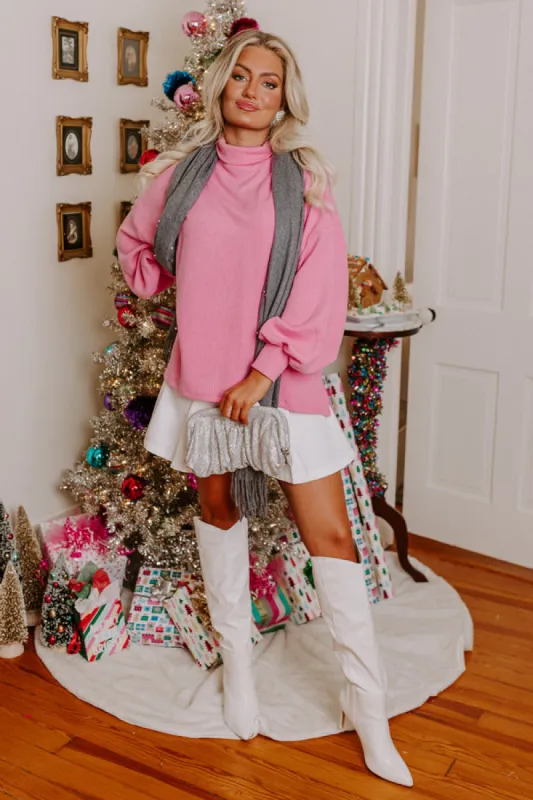 Easy To Style Ribbed Sweater Top in Pink sold by Impressions