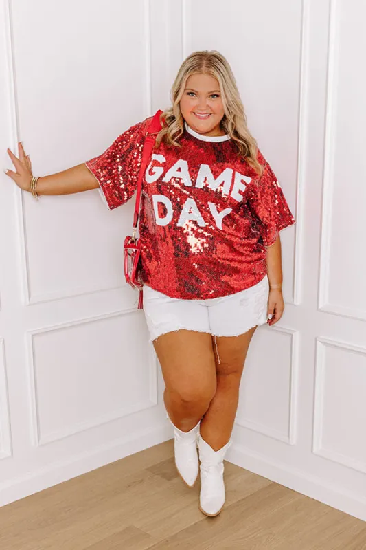 Gameday Sequin Tunic in Red Curves sold by Impressions