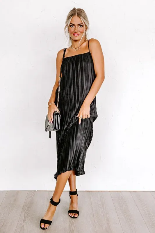 Tip Of Florida Pleated Midi In Black sold by Impressions