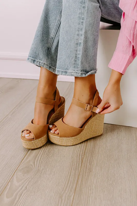 The Cailyn Faux Nubuck Wedge in Tan sold by Impressions