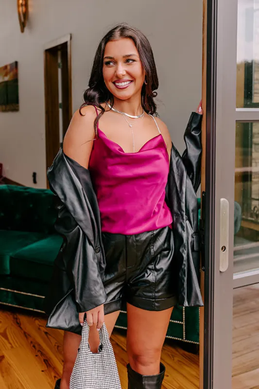 Stay Sophisticated Satin Top In Wine sold by Impressions