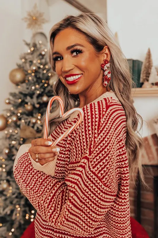 Candy Cane Kisses Beaded Earrings sold by Impressions