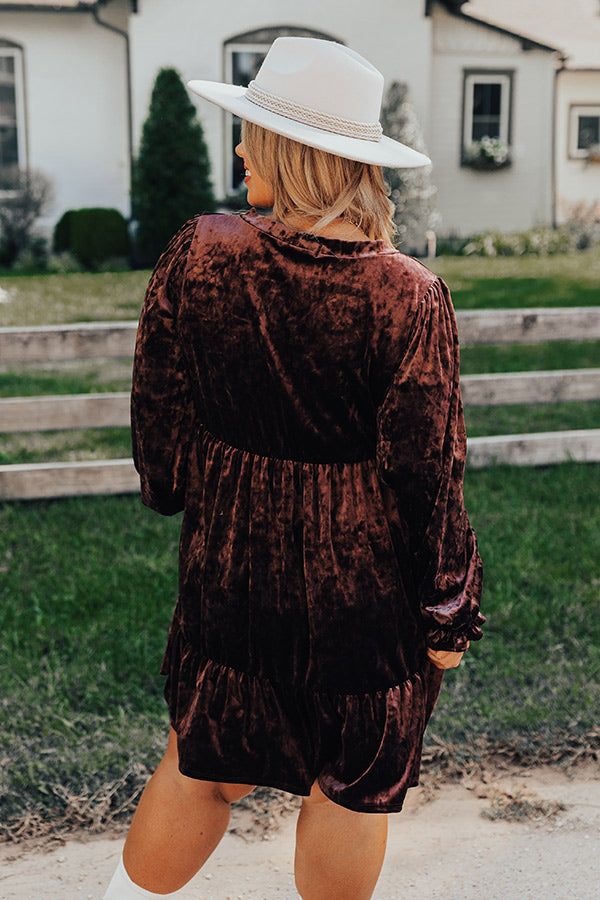 Social And Chic Velvet Babydoll Dress In Chestnut Curves sold by Impressions product image thumbnail 3