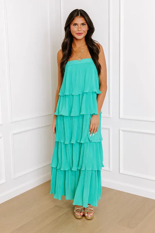 Dreamy Mood Pleated Midi In Turquoise sold by Impressions