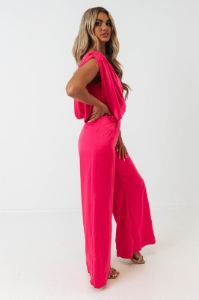 House In The Hills One Shoulder Jumpsuit In Hot Pink sold by Impressions