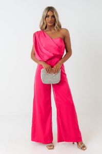 House In The Hills One Shoulder Jumpsuit In Hot Pink sold by Impressions