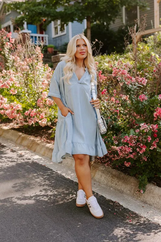 Farmers Market Cutie Chambray Mini Dress Curves sold by Impressions