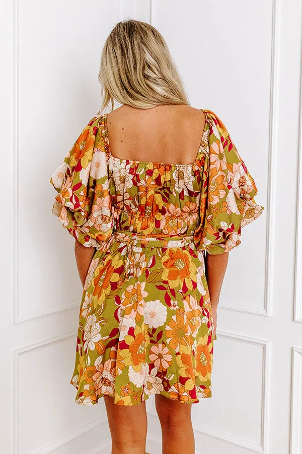 Happy Haven Floral Mini Dress in Olive sold by Impressions product image thumbnail 4