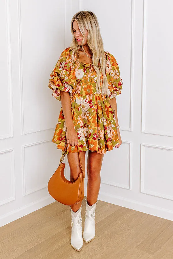 Happy Haven Floral Mini Dress in Olive sold by Impressions