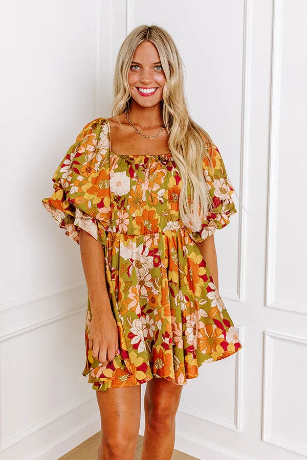 Happy Haven Floral Mini Dress in Olive sold by Impressions product image thumbnail 2