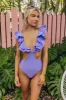 Sandy Shores Cut Out One Piece Swimsuit in Lavender sold by Impressions