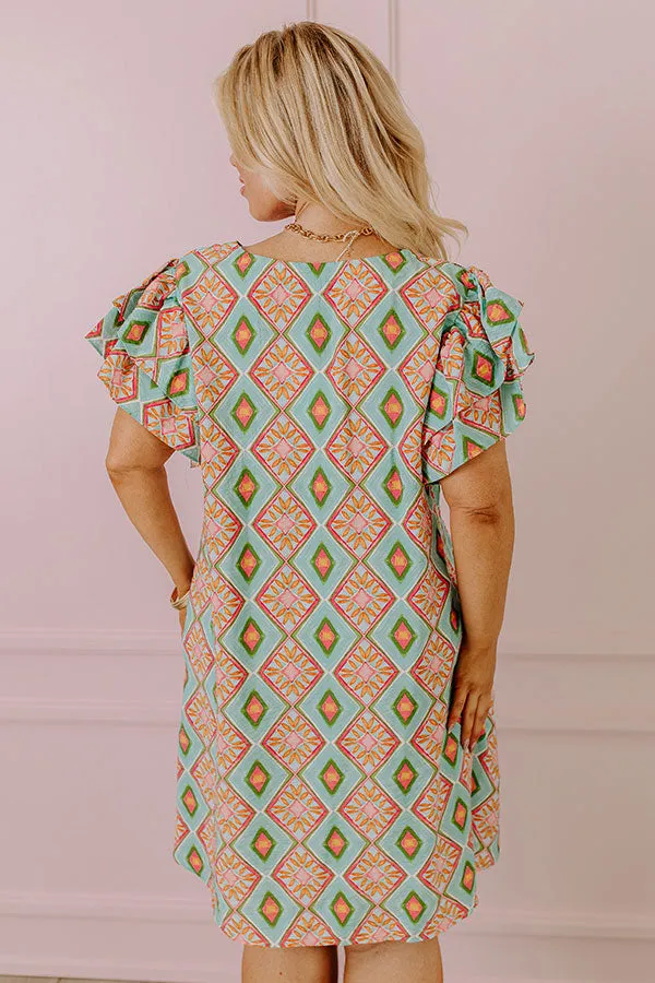 Dinner In Cabo Mini Dress in Aqua Curves sold by Impressions product image thumbnail 5