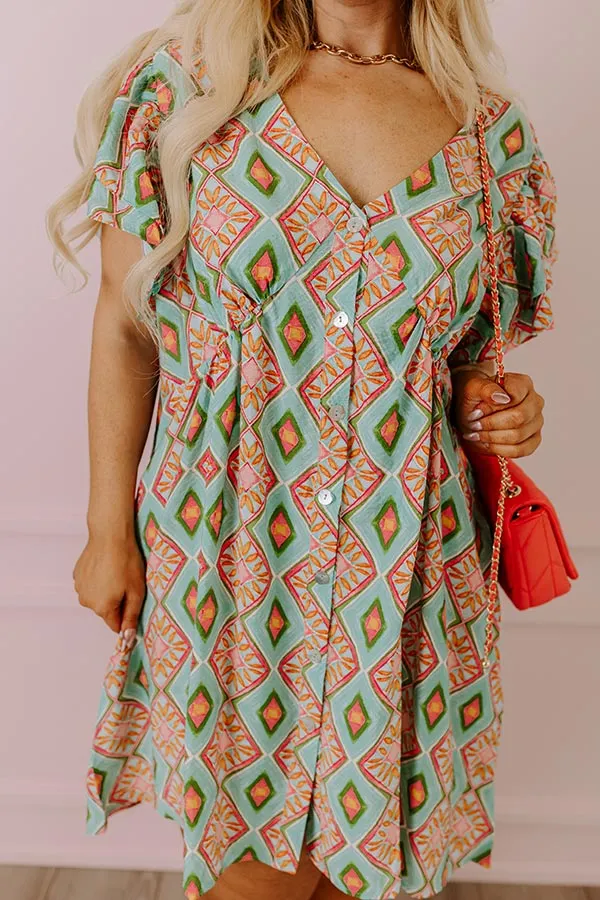Dinner In Cabo Mini Dress in Aqua Curves sold by Impressions product image thumbnail 3