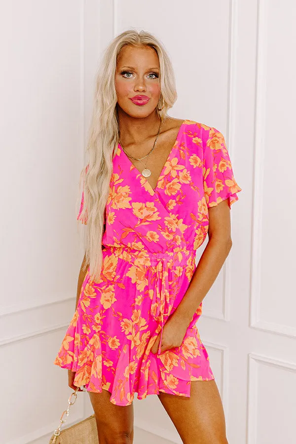Sassy And Sweet Floral Romper In Neon Pink sold by Impressions