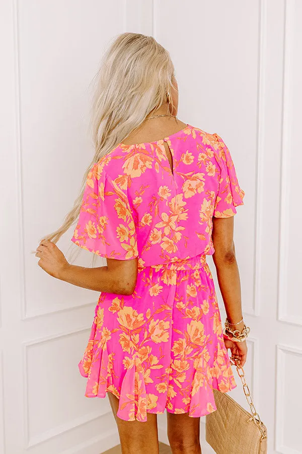 Sassy And Sweet Floral Romper In Neon Pink sold by Impressions product image thumbnail 4