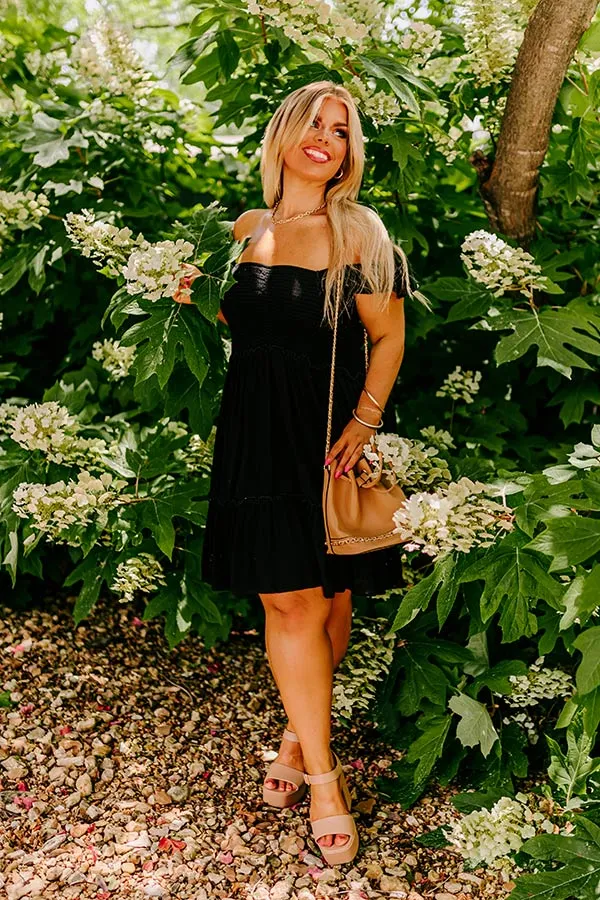 Trip to Barcelona Smocked Mini Dress in Black Curves sold by Impressions product image thumbnail 2