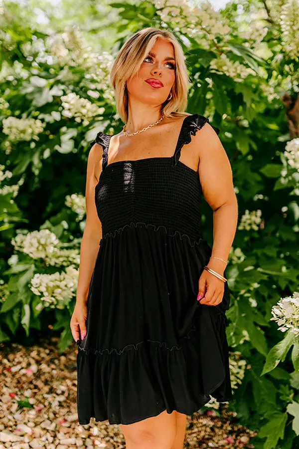 Trip to Barcelona Smocked Mini Dress in Black Curves sold by Impressions product image thumbnail 3