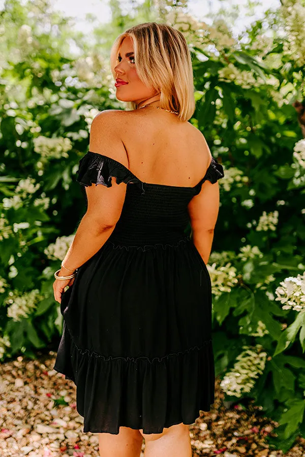 Trip to Barcelona Smocked Mini Dress in Black Curves sold by Impressions product image thumbnail 5