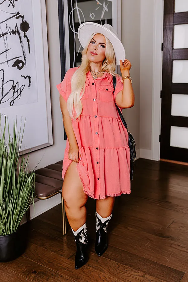 Kaleidoscope Ways Mineral Wash Mini Dress In Coral Curves sold by Impressions product image thumbnail 2