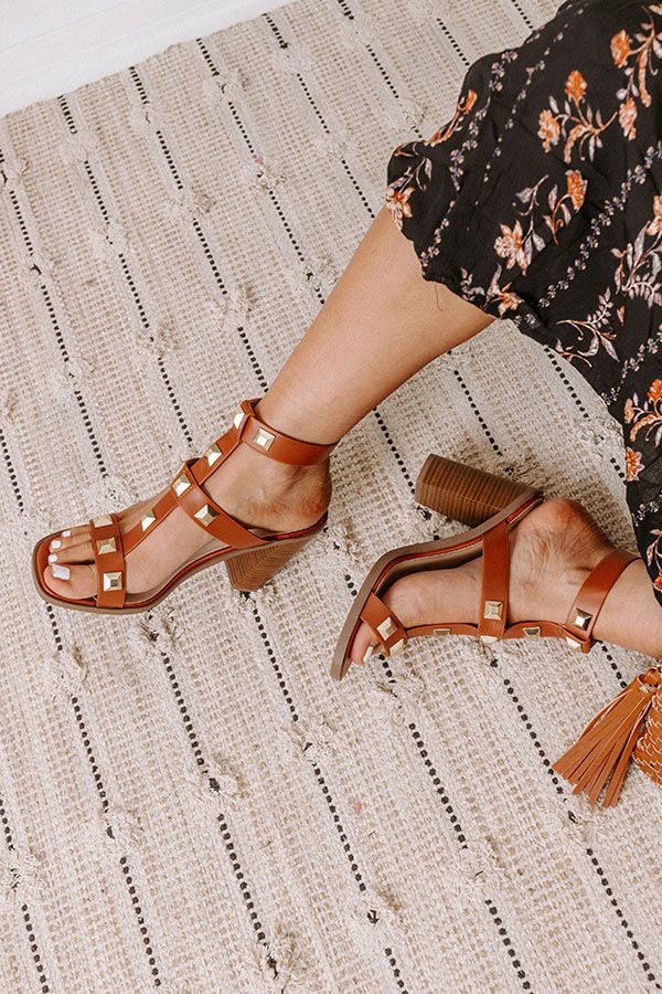 The Asheville Faux Leather Studded Heel In Camel sold by Impressions