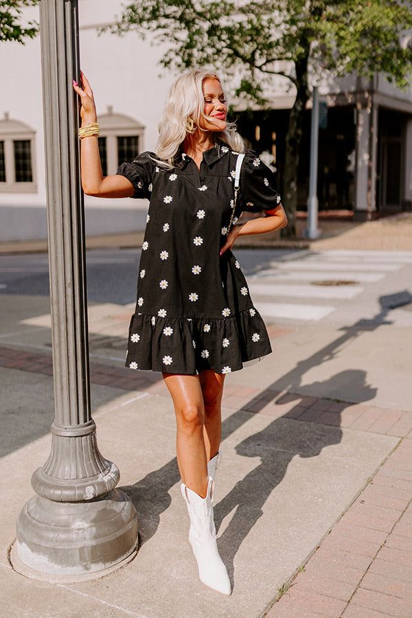 Take The Time Embroidered Mini Dress In Black sold by Impressions