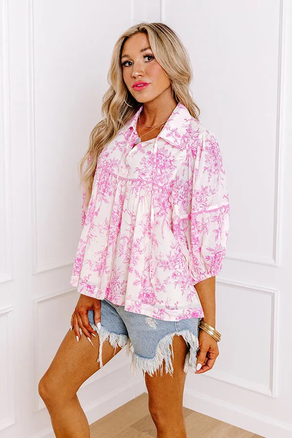 Boho Charm Floral Top in Pink sold by Impressions product image thumbnail 4