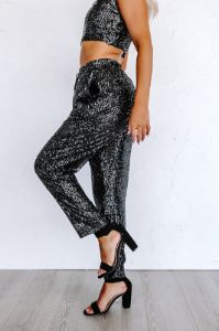 Alluring Avenue Sequin Pants in Black sold by Impressions