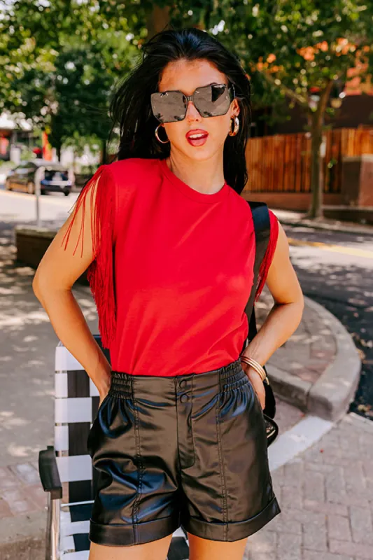 Midwest Weekend Fringe Top In Wine sold by Impressions