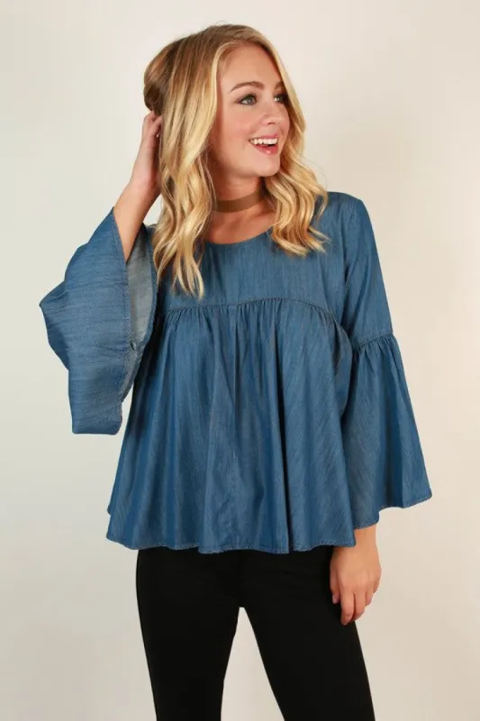 A Chambray Day Babydoll Top sold by Impressions