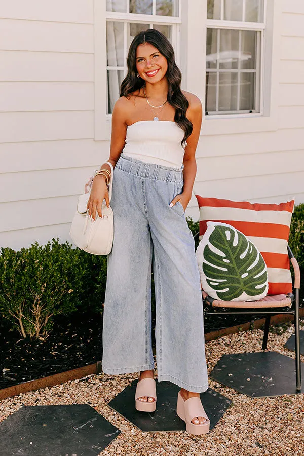 The Channing High Waist Chambray Wide Leg Pants sold by Impressions