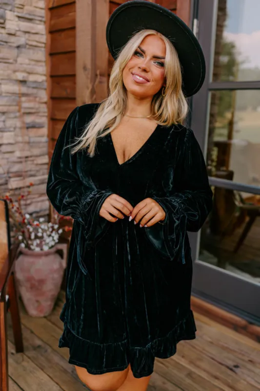 Lost In A Novel Velvet Mini Dress In Black Curves sold by Impressions