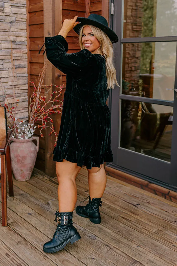 Lost In A Novel Velvet Mini Dress In Black Curves sold by Impressions product image thumbnail 2