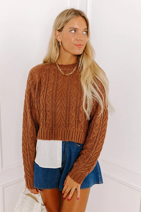 Thriving Weekend Cable Knit Sweater Top In Brown sold by Impressions product image thumbnail 3