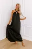 Bali Date Night Satin Maxi Dress in Black sold by Impressions