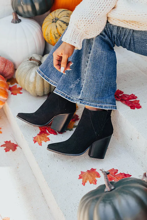 The Celine Faux Suede Bootie In Black sold by Impressions