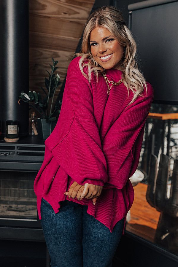 Full Of Warmth Tunic Sweater In Hot Pink Curves sold by Impressions product image thumbnail 4