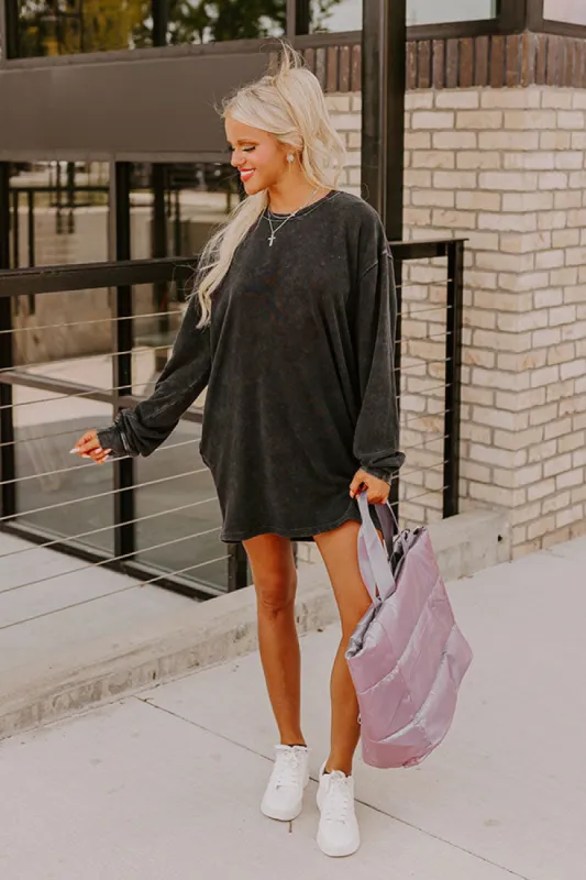 Cozy Classic Sweatshirt Mini Dress in Vintage Black sold by Impressions