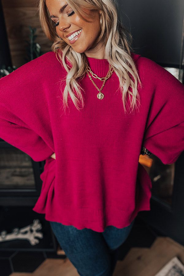 Full Of Warmth Tunic Sweater In Hot Pink Curves sold by Impressions product image thumbnail 3