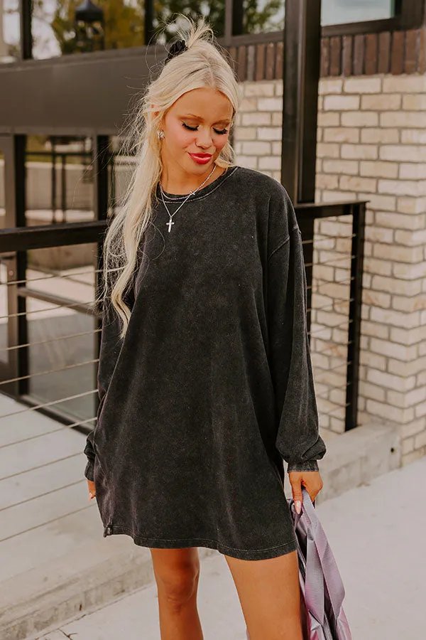 Cozy Classic Sweatshirt Mini Dress in Vintage Black sold by Impressions product image thumbnail 5