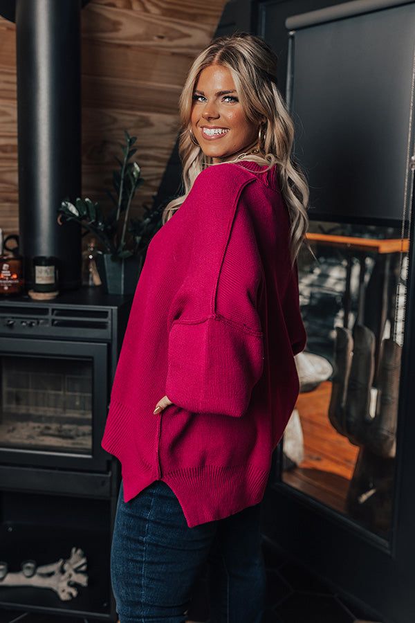 Full Of Warmth Tunic Sweater In Hot Pink Curves sold by Impressions product image thumbnail 5