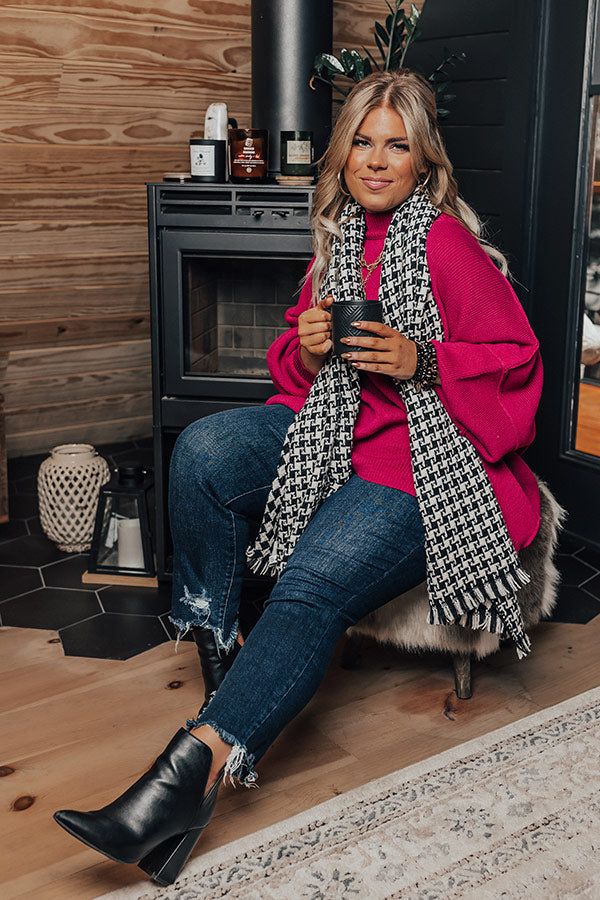 Full Of Warmth Tunic Sweater In Hot Pink Curves sold by Impressions product image thumbnail 2