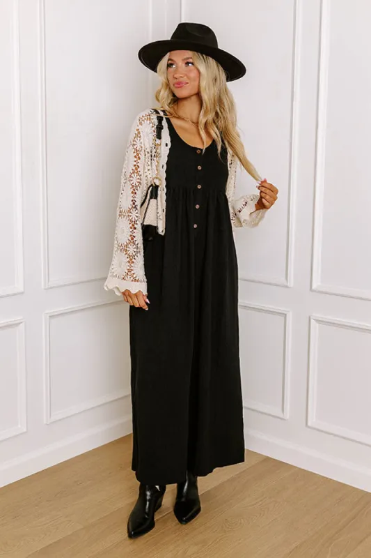 Fall Into Happiness Jumpsuit in Black sold by Impressions