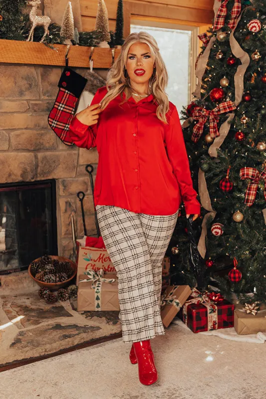 Roaming The City Button Up in Red Curves sold by Impressions
