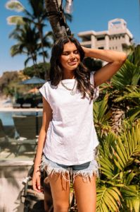 Picnic On The Beach Tee In White sold by Impressions