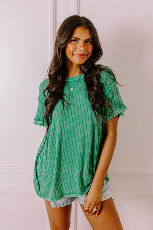 Back To Basics Mineral Wash Shift Top in Green sold by Impressions