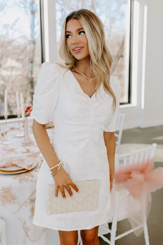 Secret Garden Jacquard Mini Dress in White sold by Impressions