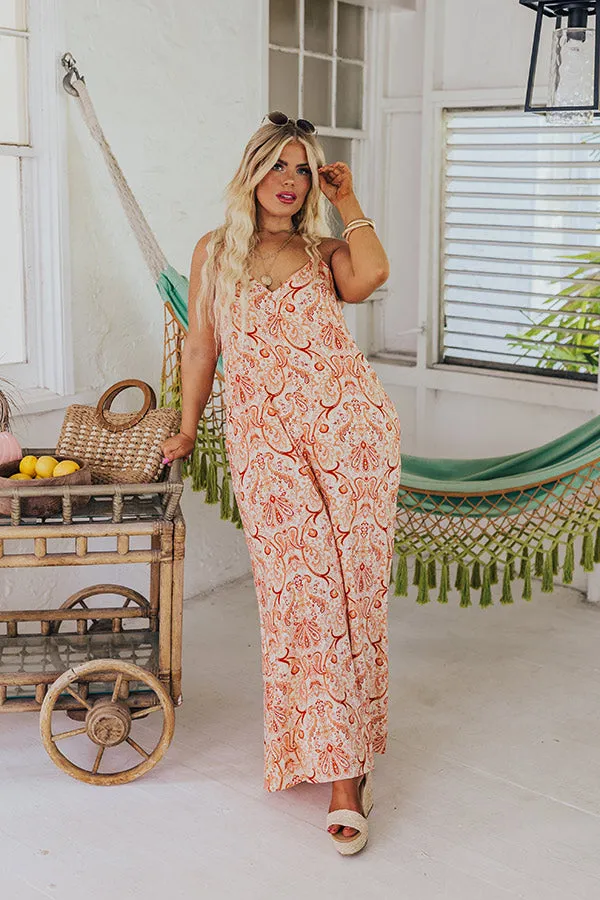 Casually Chic Paisley Jumpsuit in Orange Curves sold by Impressions